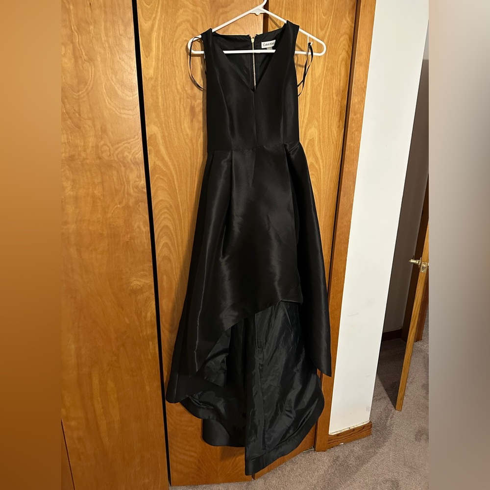 Calvin Klein Black A Line Hi Lo Elegant Gown